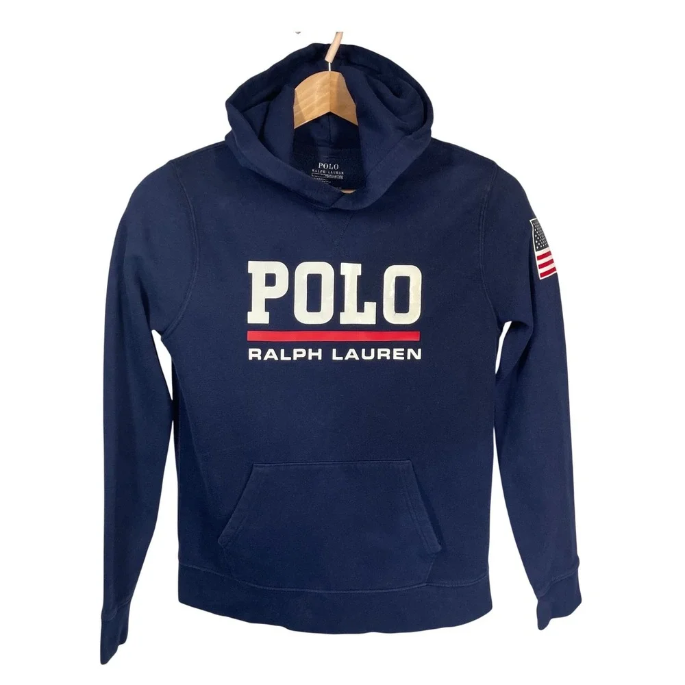 Polo Ralph Lauren Kids Navy Blue Performance Fleece Hoodie Size XL 18-20 *READ
